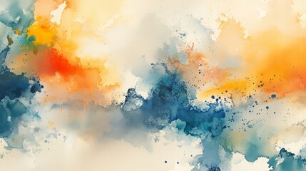 Colorful abstract watercolor art featuring vivid orange and blue tones, perfect for creative backgrounds or artistic projects.