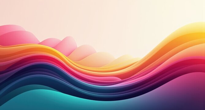 Seismic Waves in Fuchsia, Teal, Mustard Yellow, and Navy undulate on a soft gradient background, rendered in Blender Cycles, creating an intense, dreamlike visual flow.