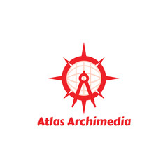 Letter A and Compass combine Atlas Archimedes logo design vector file.