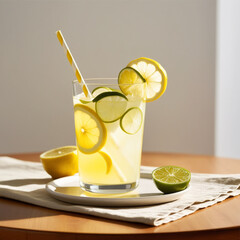 glass of lemonade with lemon