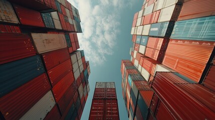 Fototapeta premium container ,container ship,import export and business logistic,By crane ,Trade Port , Shipping,cargomaritime 