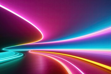 Luminous Gradient Landscape with Glowing Curves and Flowing Patterns