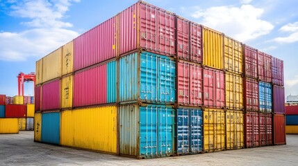 Fototapeta premium container ,container ship,import export and business logistic,By crane ,Trade Port , Shipping,cargomaritime 