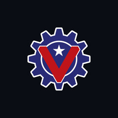 American letter v gear logo