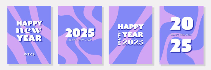 Happy new year card set. New year's postcard bundle. Vector illustration for banner, poster	