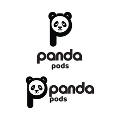 Letter P and Panda combine creative modern logo design concept vector files.