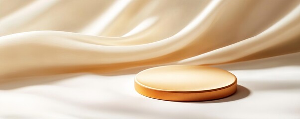 A Honey Gold podium with soft rounded edges, placed on a white background with a subtle glow effect, gold podium, minimal