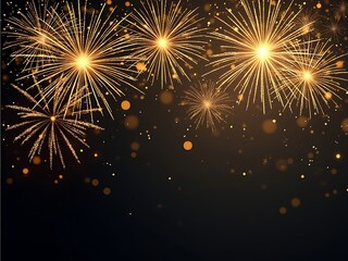 Obraz premium Elegant Happy New Year background with shimmering gold fireworks and black gradient