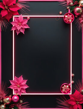 a christmas wreath pink flowers pink pomegranate Hyperrealistic Puerto Rican Christmas Aesthetic