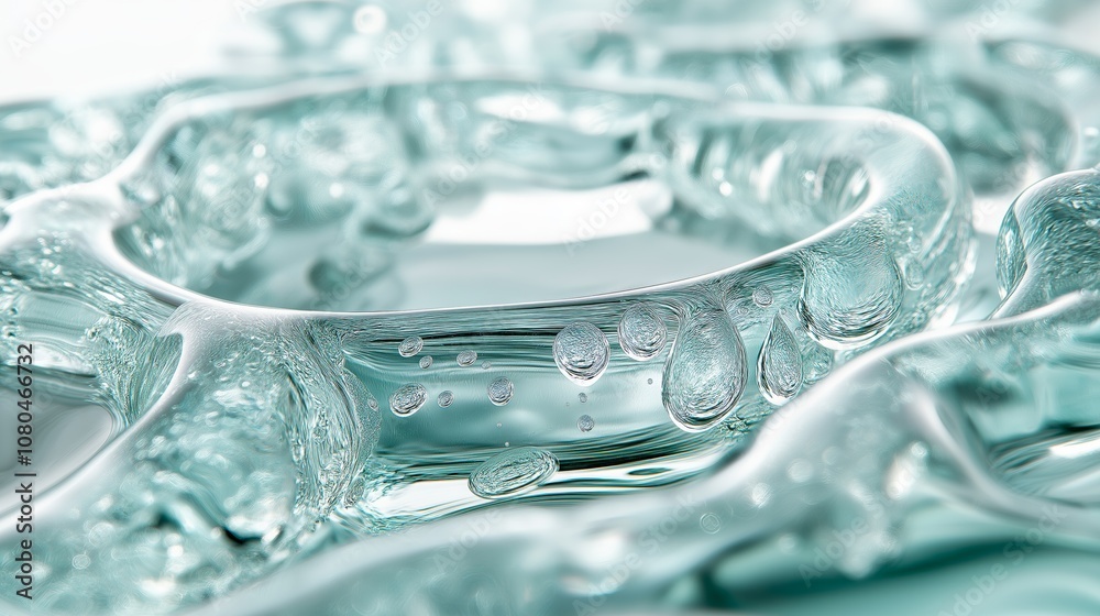 Poster abstract close-up of clear glass texture with fluid-like bubbles, capturing simplicity, purity, and 