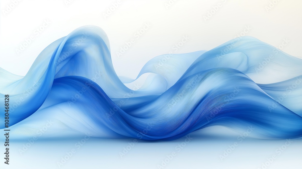 Poster Smooth abstract blue waves flowing with minimalistic elegance, representing tranquility, fluidity, and the seamless aesthetics of modern digital design, Generative AI