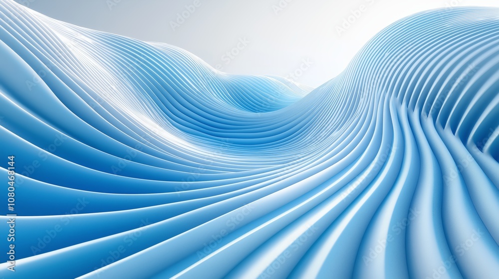 Poster smooth abstract blue waves flowing with minimalistic elegance, representing tranquility, fluidity, a