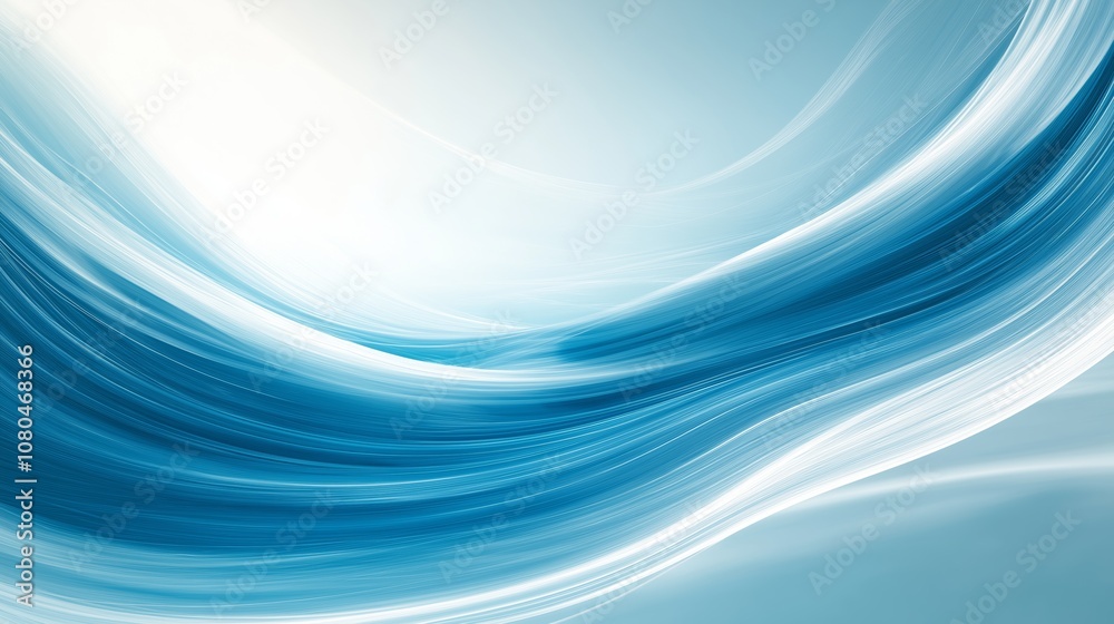 Poster abstract blue wave design with smooth fluid motion, evoking a sense of tranquility, modernity, and d