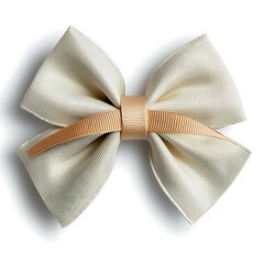 A chic bow accent on a white background featuring delicate stitching and a modern, minimalist design, perfect for adding a touch of elegance to any fashion design.Isolated on a white background.
