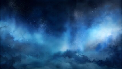 Fototapeta premium Watercolor aurora-like landscape, dark cosmic tones, mysterious and fantastical scene