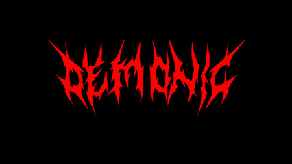 Demonic typography metal-inspired lettering vector, blood red color on a black background create a dark, gothic vibe. Perfect for heavy metal logos, album covers, or horror themed t-shirt