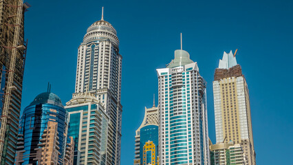 Fototapeta premium Luxurious Residence Buildings timelapse hyperlapse in Dubai Marina, UAE