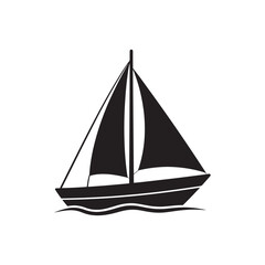 caribbean business cargo sailing vessel transport sailboat in sea ocean water pirate boat icon silhouette vector art flat design illustration