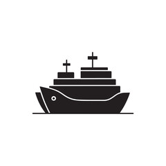 Obraz premium caribbean business cargo sailing vessel transport sailboat in sea ocean tanker ship icon silhouette vector art flat design illustration