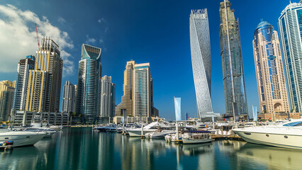 Fototapeta premium Dubai Marina tallest towers in Dubai timelapse hyperlapse