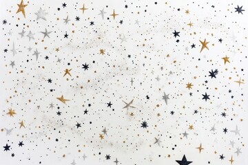 Fototapeta premium An artistic display of gold, silver, and black stars scattered across a white background