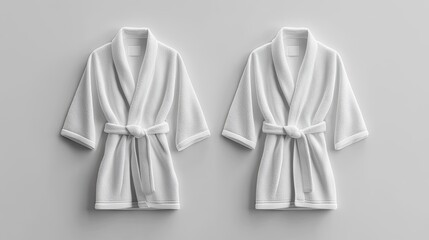 An empty white hotel bathrobe mockup shown from both sides --ar 16:9 --style raw --stylize 250 --v 6.1 Job ID: 84a80079-8ffe-4681-b8b9-73ff0240d3bb