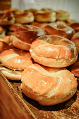 Close up of delicious freshly baked bread in bakery