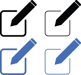 pen icon or edit icon  set. sign up icon symbol. paper with pencil. Notepad icon.  writing pad sing.
