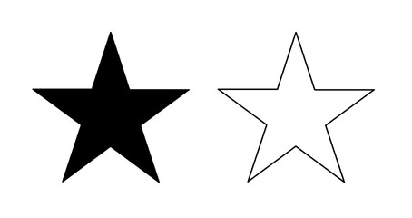 Obraz premium Black and White Star Icon Set with Filled and Outline Design on White Background. Illustration