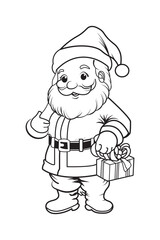 Santa claus illustration design icon on white background. black and white outline silhouette shadow shape. happy Christmas. Vector illustration.
