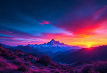 sunset in the mountains