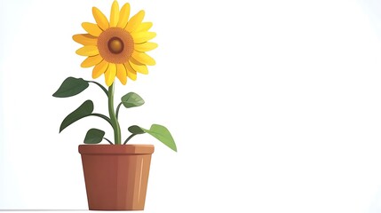 Obraz premium A vibrant sunflower in a brown pot, symbolizing growth and nature.