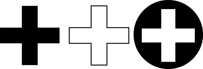 Obraz premium Set of plus icons. create icons. add icon symbol. More sign. 