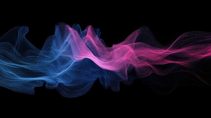 Obraz premium Dynamic Flow of Colorful Waves with Vibrant Blue and Pink Light against a Black Background Ideal for Creative and Modern Designs