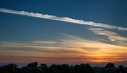 silver line of cloud in the evening sky