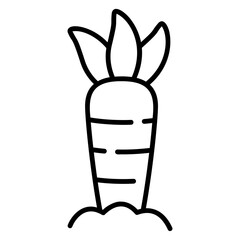 Illustration of Carrot on the Ground Line Icon
