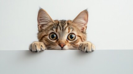 adorable cats and dogs peeking over a white edge, capturing their playful expressions in a delightful web banner, perfect for pet-related promotions