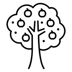 Illustration of Apple Tree Line Icon