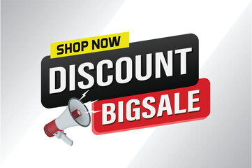 Big sale word mega phone concept vector illustration and 3d style, landing page, template, ui, web, mobile app, poster, banner, flyer, background, gift card, coupon, label, wallpaper

