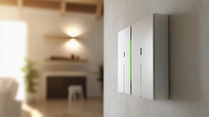 Fototapeta premium Modern smart light switch installed in a contemporary living room
