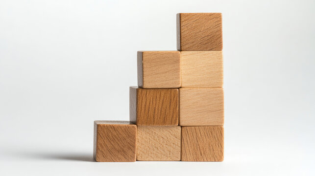 Wooden cube block representing strategic growth and sales alignment with business objectives, symbolizing organizational development and success.
