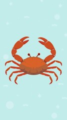 Delicate Crab Icon Representing Cancer on a Blue Water Background