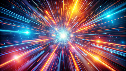 Naklejka premium Futuristic light warp Long exposure glow Radial motion blur background