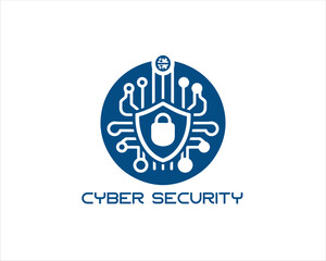 Cyber security logo design icon symbol vector illustration. Modern cyber security logo Template.