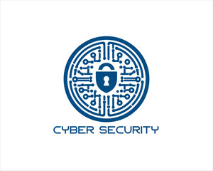 Cyber security logo design icon symbol vector illustration. Modern cyber security logo Template.