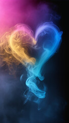 Fototapeta premium A colorful smoke in the shape of a heart