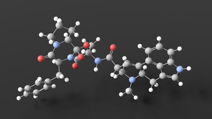 ergotamine molecule 3d, molecular structure, ball and stick model, structural chemical formula alkaloid