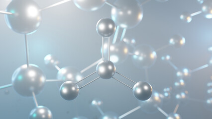 sulfur trioxide molecular structure, 3d model molecule, sulphur trioxide, structural chemical formula view from a microscope