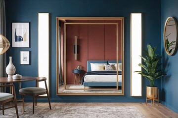 Fototapeta premium Vibrant 3D Rendering of Modern Frame Setup in Stylish Interior Design