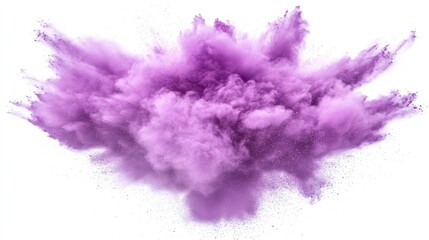 A vibrant explosion of purple powder creating a dynamic and artistic visual effect.